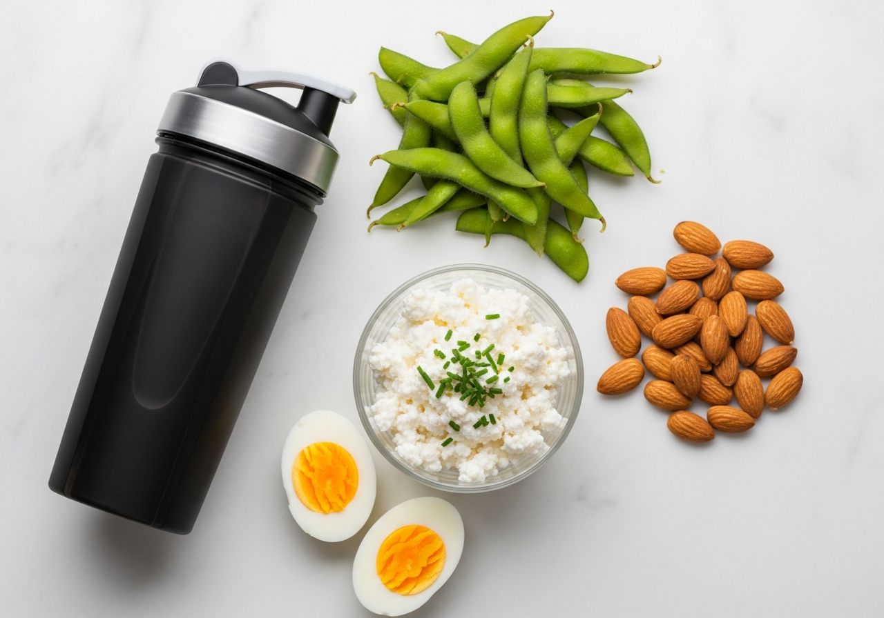 High-protein snacks — cottage cheese, edamame, almonds